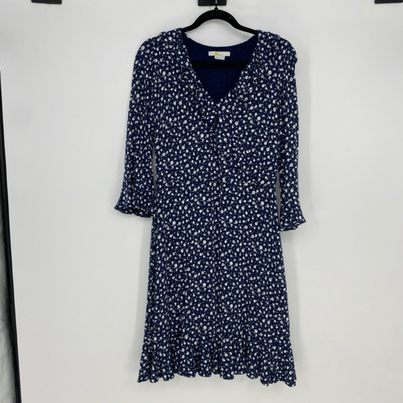 Boden Michaela Knit Jersey Dress Size 6 Daisy Floral Print Ruffles V-neck Casual - Picture 3 of 11